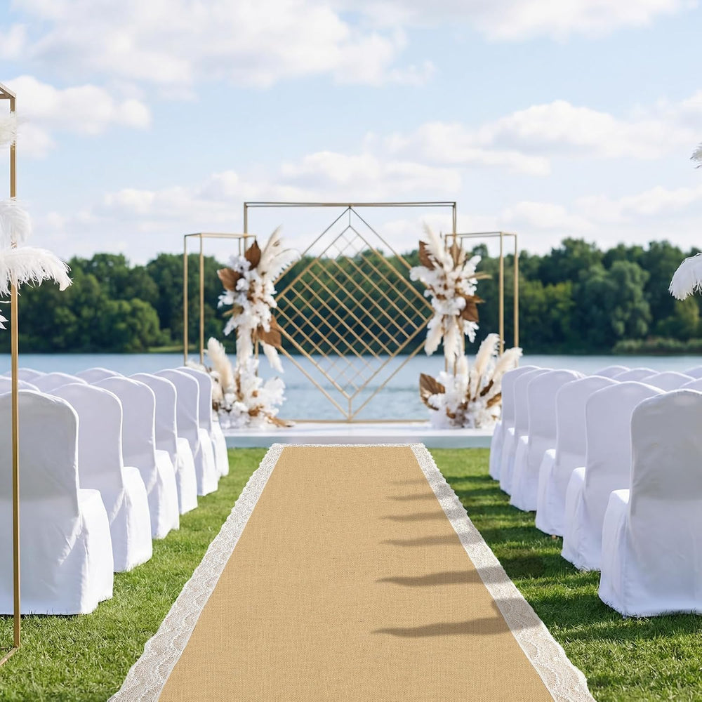 Breling 3.3ft x 23ft Burlap Wedding Aisle Runner Outdoor for Wedding Ceremony...