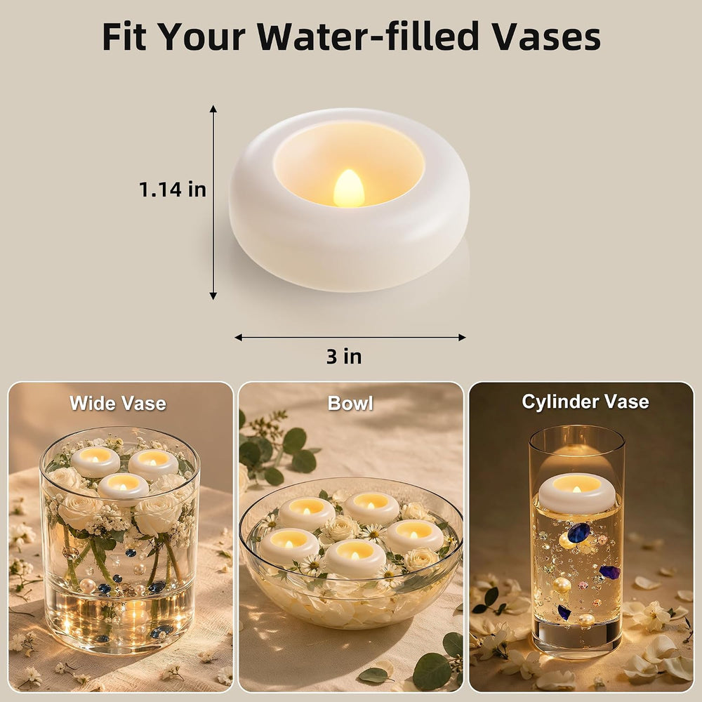 Rechargeable Flameless Floating Candles, 12 Pack Water Activated Tea Lights