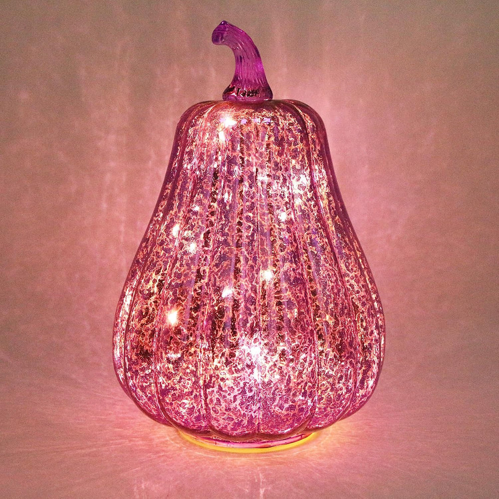 Fall Decorations for Home,Mercury Glass Pumpkin Lights with Timer(Purple)