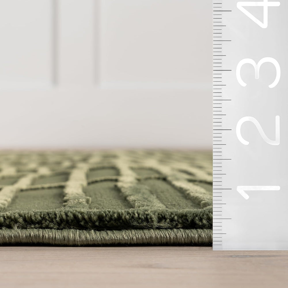 nuLOOM Kailani Green Geometric Washable Area Rug, 7’6”x 9’8”
