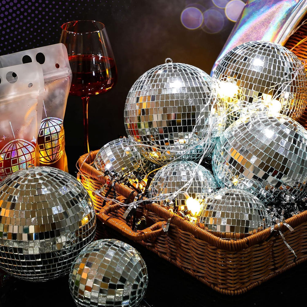 Libima 12 Pcs Silver Disco Ball Set, Multi Size, 6'', 4''