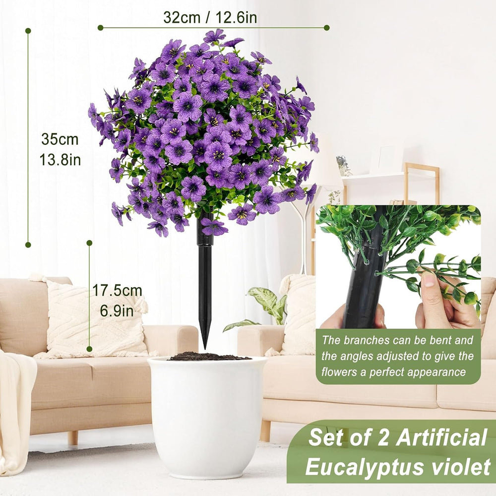 2 Pack Artificial Flowers for Outdoor, Fake Bushes and Shrubs 21''