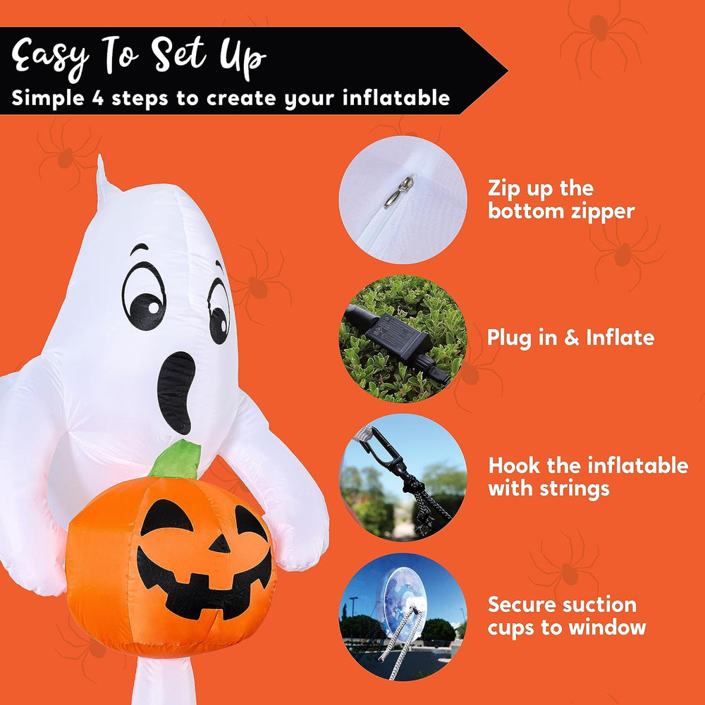 Joiedomi 6 FT Halloween Inflatable Ghost & Pumpkin, Outdoor Blow Up Windo...