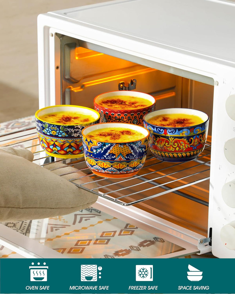vancasso Ramekins 8 oz Oven Safe, Bohemian Style Creme Brulee Ramekin Set of ...