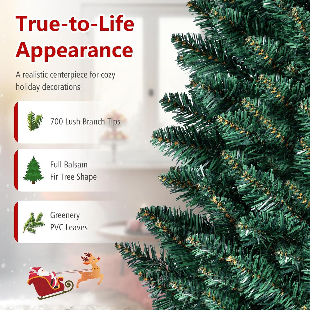 Goplus 7ft Artificial Slim Pencil Christmas Tree with 700 Lush Branch Tips