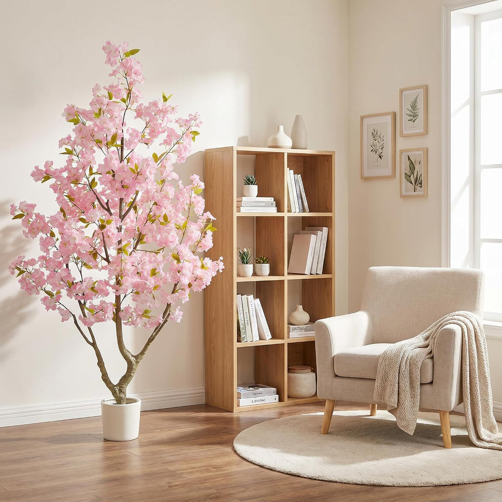 Warmplants Artificial Cherry Blossom Tree 6ft Sakura with White Planter