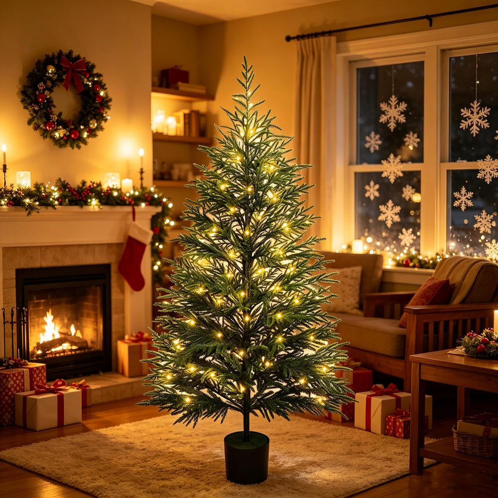 Cllayees 5FT Norfolk Pine Artificial Christmas Tree with Lights