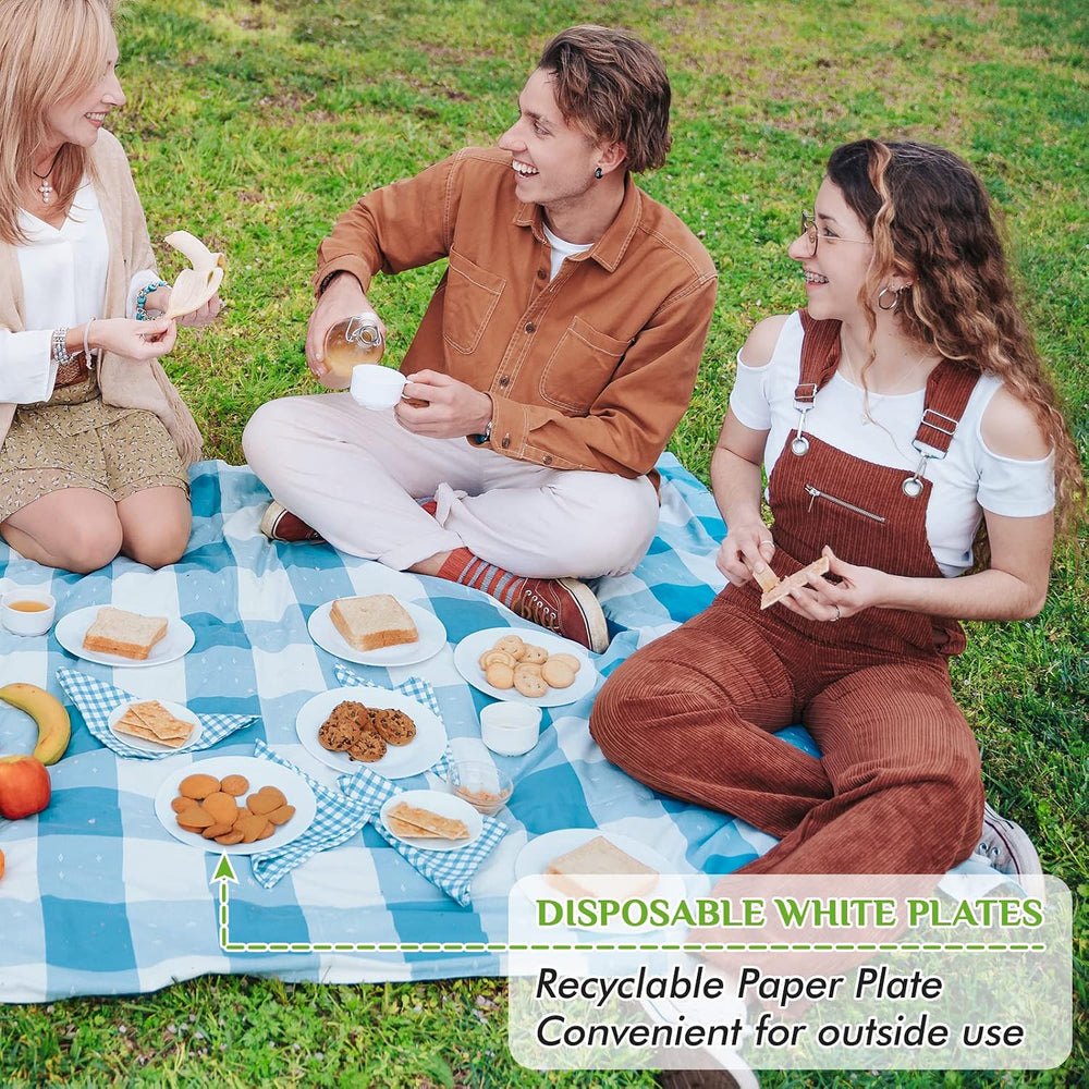 FOCUSLINE 6 Inch Paper Plates 1000 Count, White Small Plates Uncoated