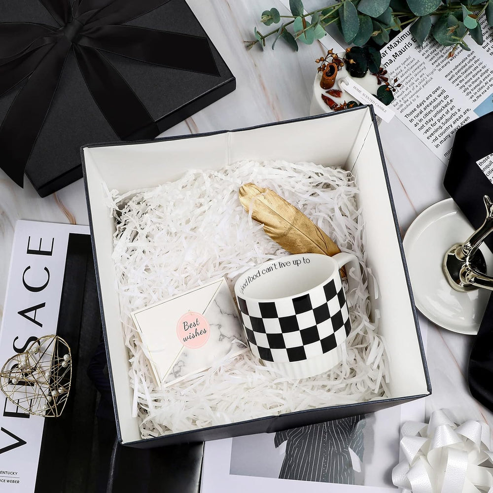 RUSPEPA Black Medium Gift Box with Lids, Ribbon and Tissue Paper, Collapsible...