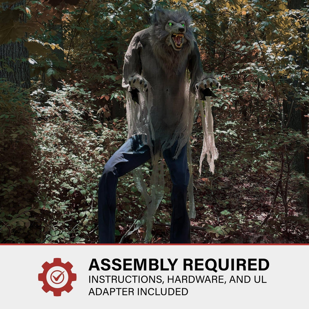 Haunted Hill Farm 7-Ft. Motion-Activated Werewolf Animatronic with LEDs