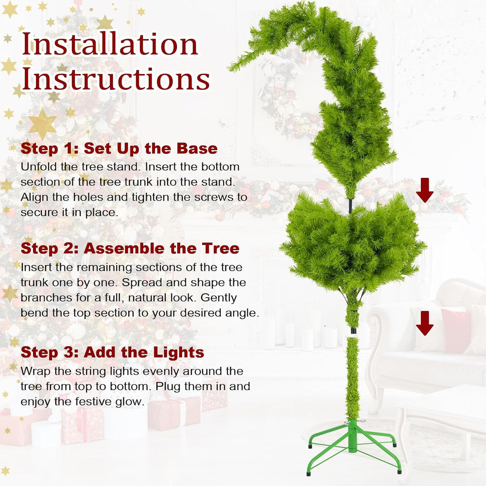5ft Whimsical Christmas Tree with LED Lights - Artificial Christmas Tree with...