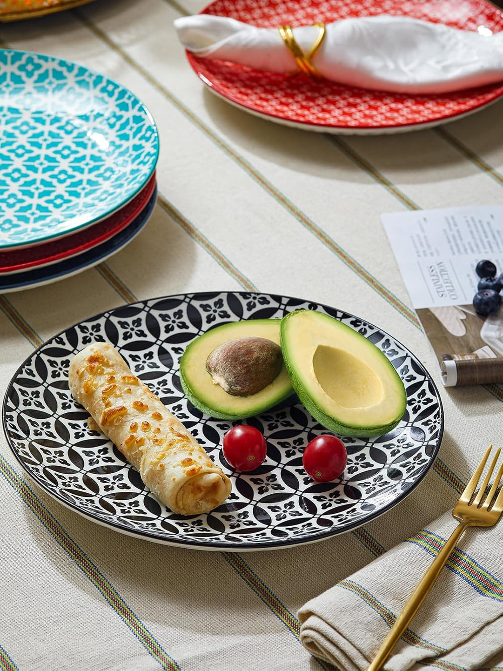DOWAN 8.5" Salad Plates Set of 6, Ceramic Dessert Plate for Appetizer, S...