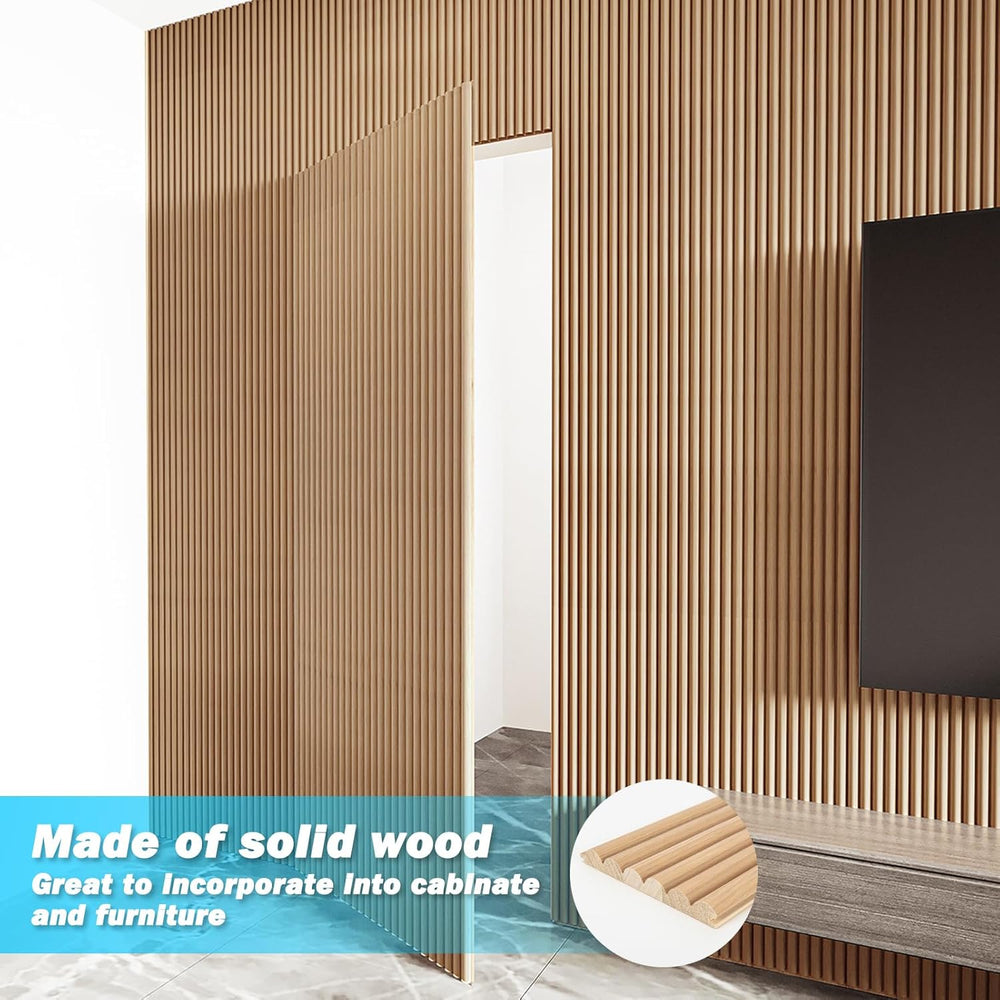 Art3d 108 x 5.7 Inch Fluted Wood Wall Paneling for Home Decor, Beaded Oak