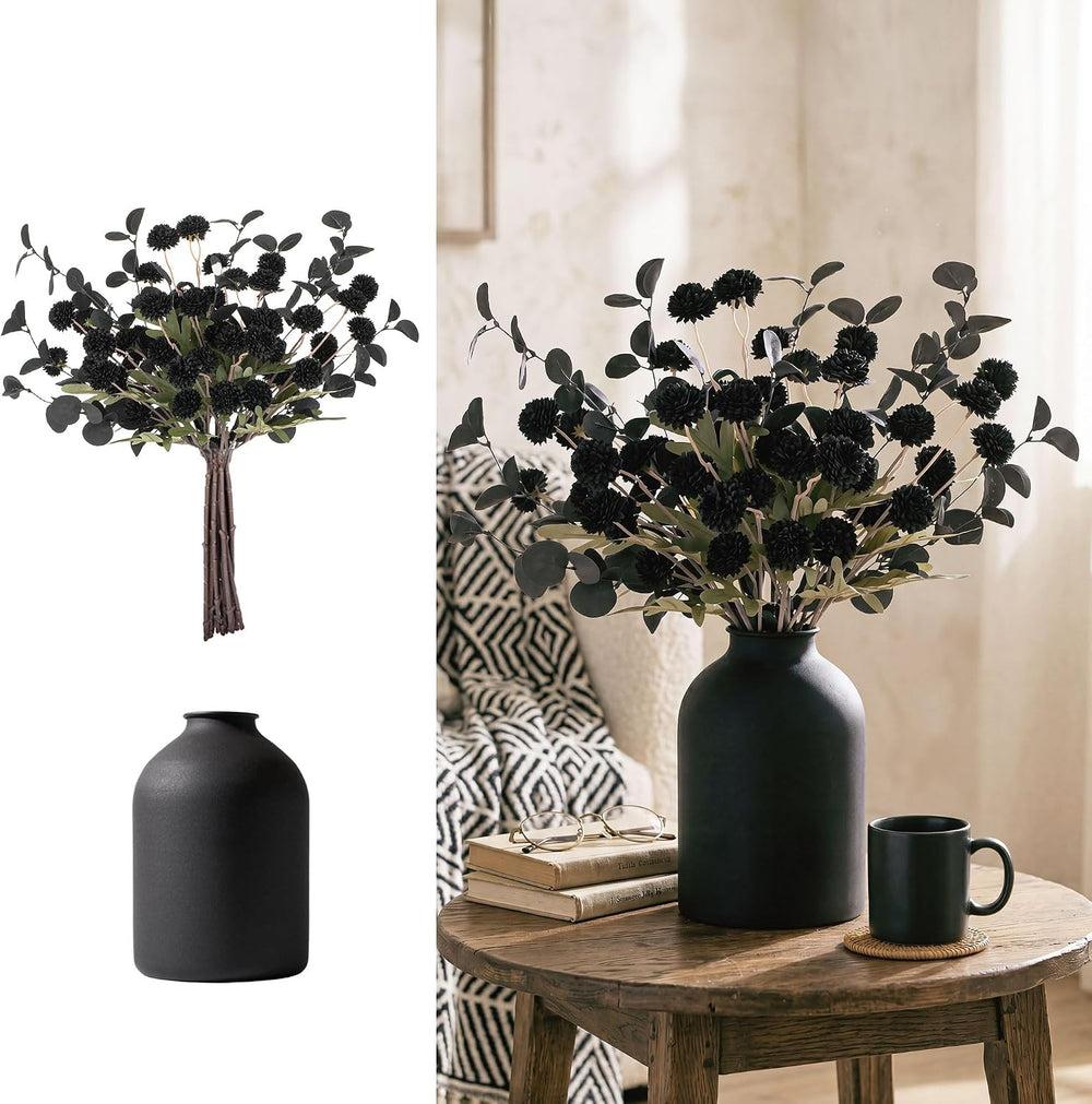 BLOSMON Black Flowers Artificial for Halloween Dining Table Centerpieces