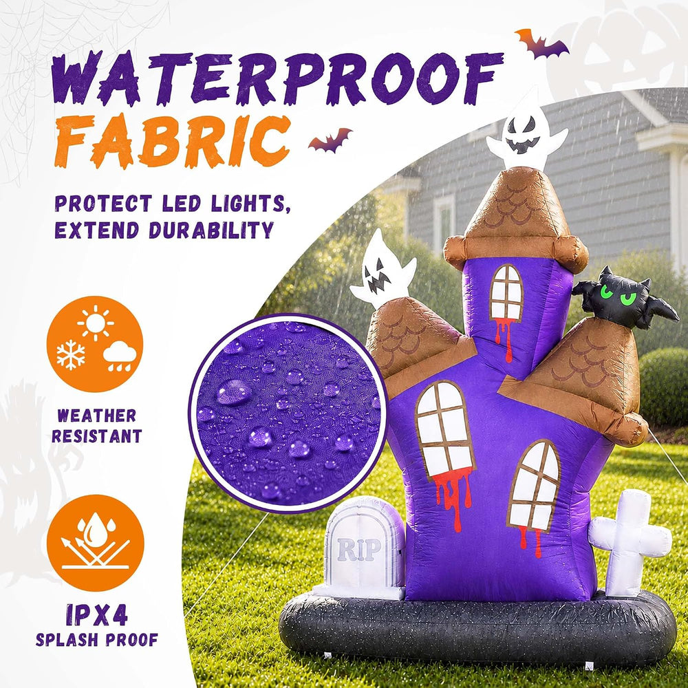 6.2FT Inflatable Halloween Decoration Outdoor Blow Up Castle Yard LED Decor