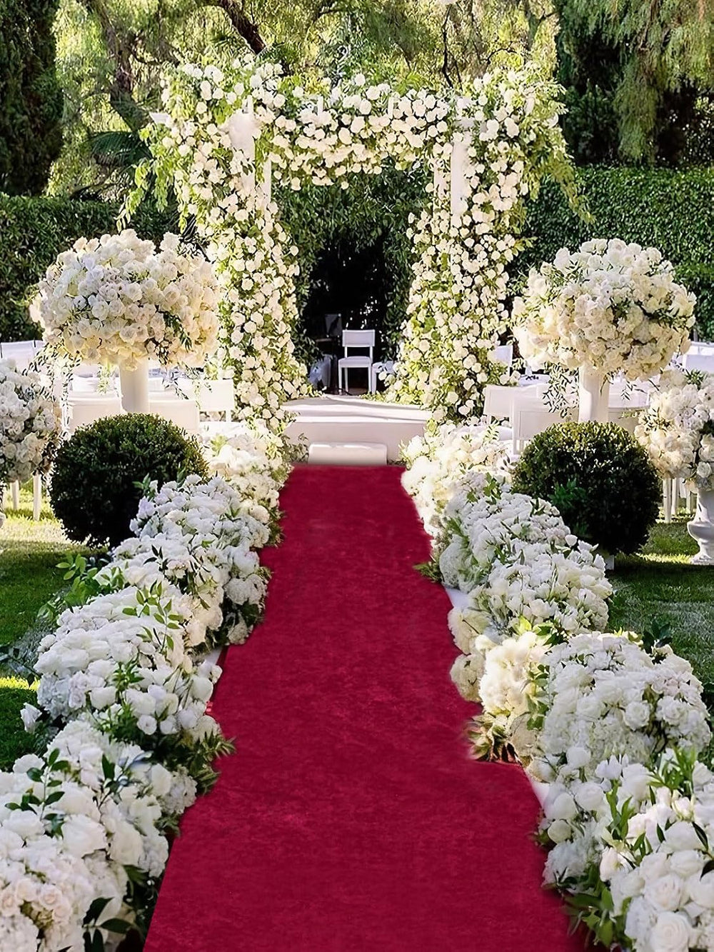 QueenDream Aisle Runner for Wedding Ceremony Burgundy Velvet Runner 4.5FT x 1...