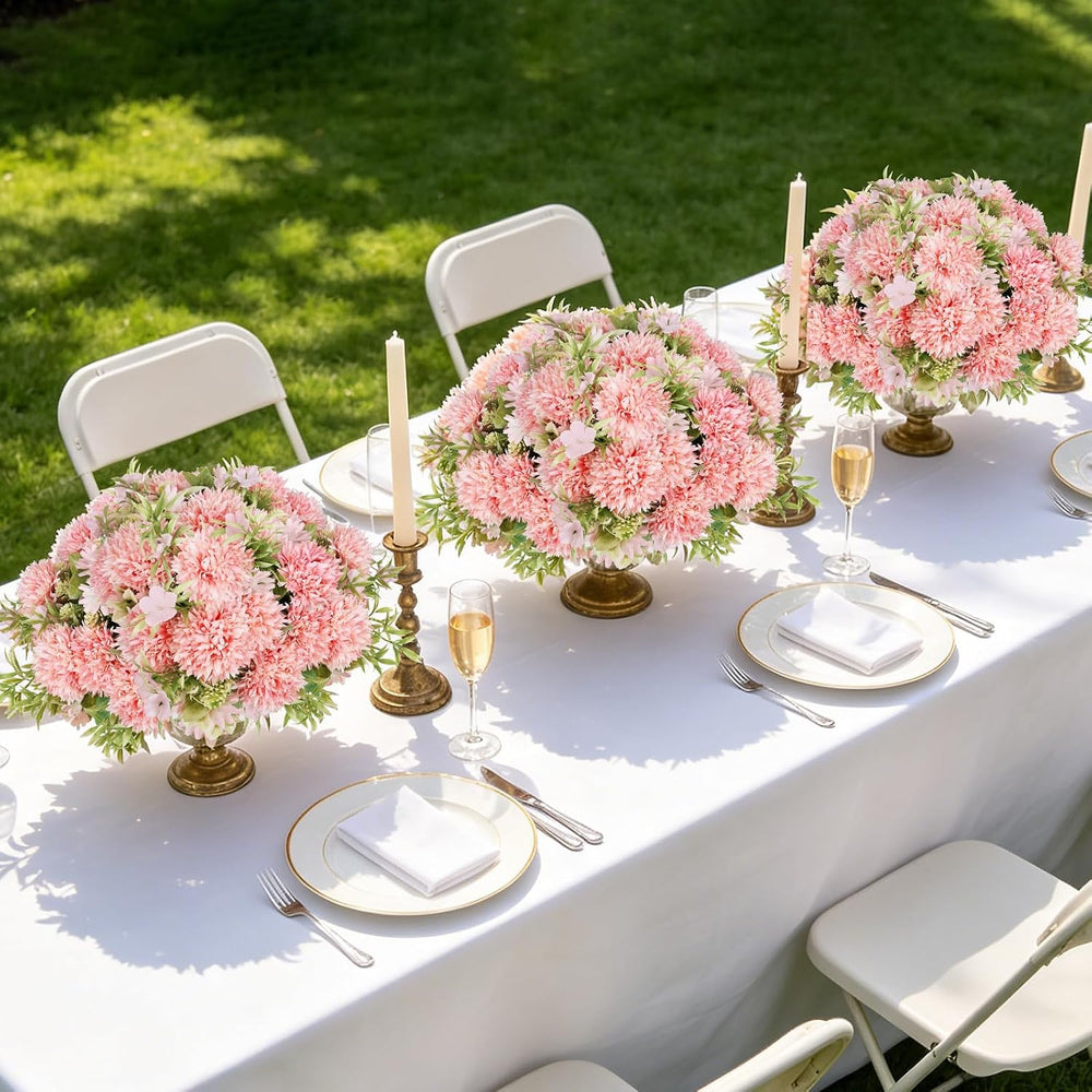 Light Pink Artificial Flowers 12 Bundles Silk Floral with Stems