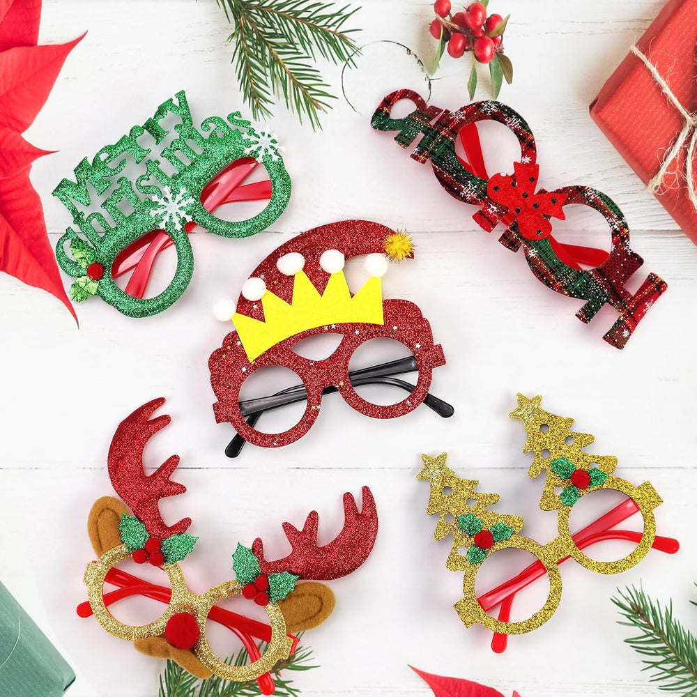 GoosWexmzl 36PCS Christmas Glasses Frames, Glitter Eyeglasses