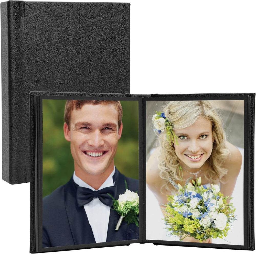 Neil Enterprises Inc. 5" x 7" Black Leather Self-Stick Photo Album ...