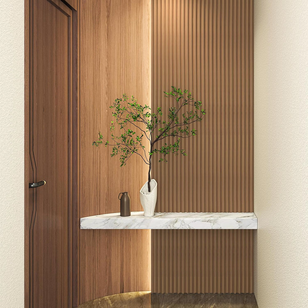 Art3d 108 x 5.7 Inch Fluted Wood Wall Paneling for Home Decor, Beaded Oak