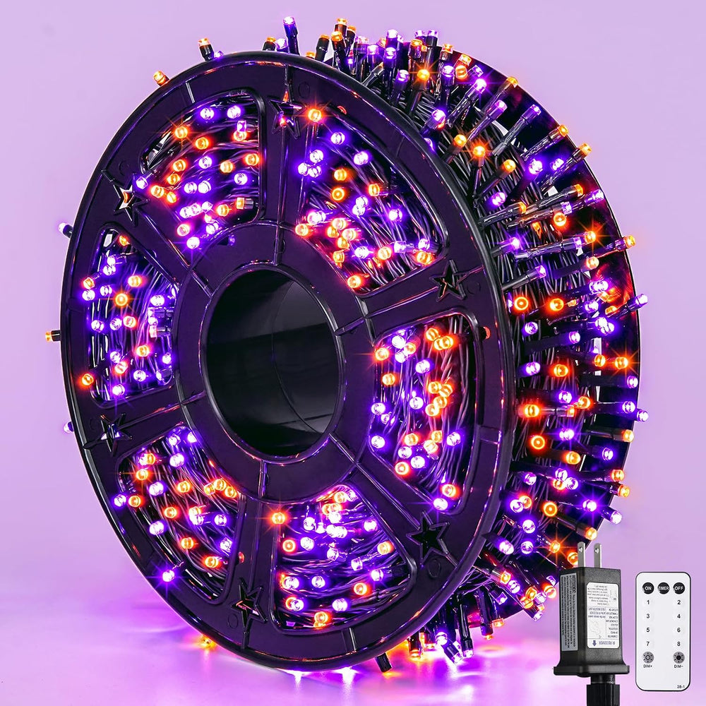 JMEXSUSS 800 LED Orange and Purple Halloween Lights Outdoor with 8 Modes