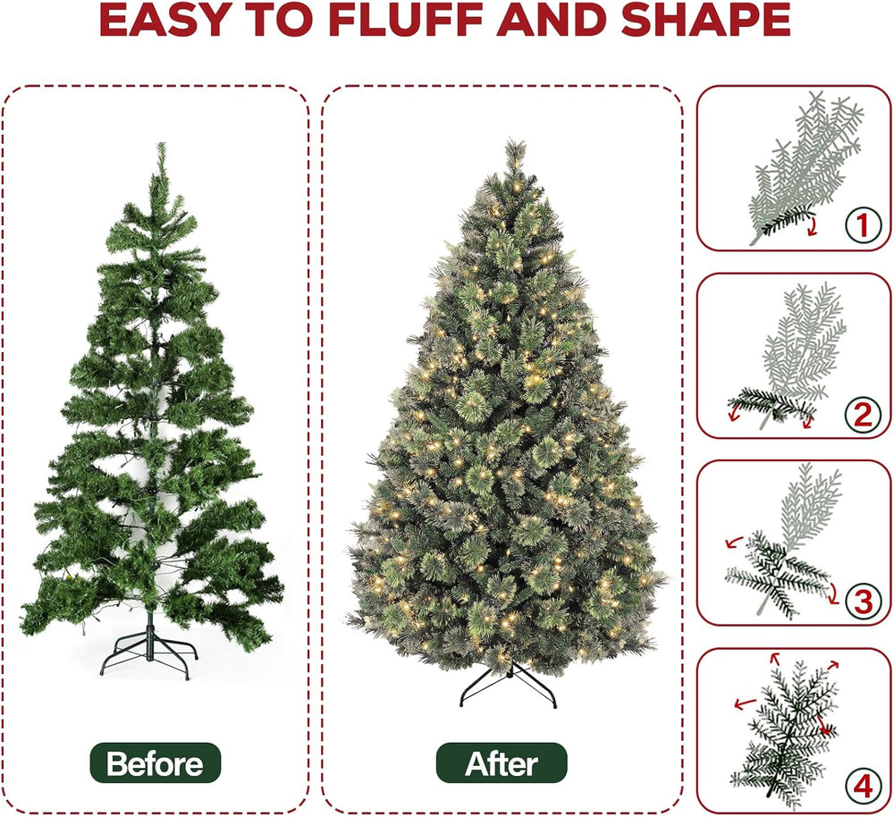 Hykolity 6 ft Prelit Artificial Christmas Tree with 350 Warm White LEDs