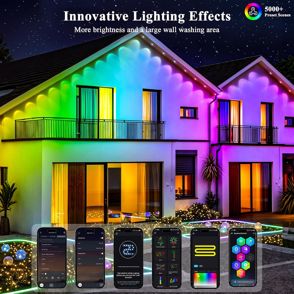 400FT Permanent Outdoor Lights, Smart RGB+IC Eaves Lights for House, App &...