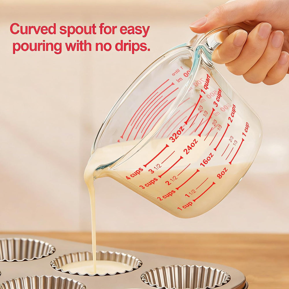 M MCIRCO 6 Pcs Glass Measuring Cups with Lids Set, 1 Cup, 2 Cup, 4 Cup