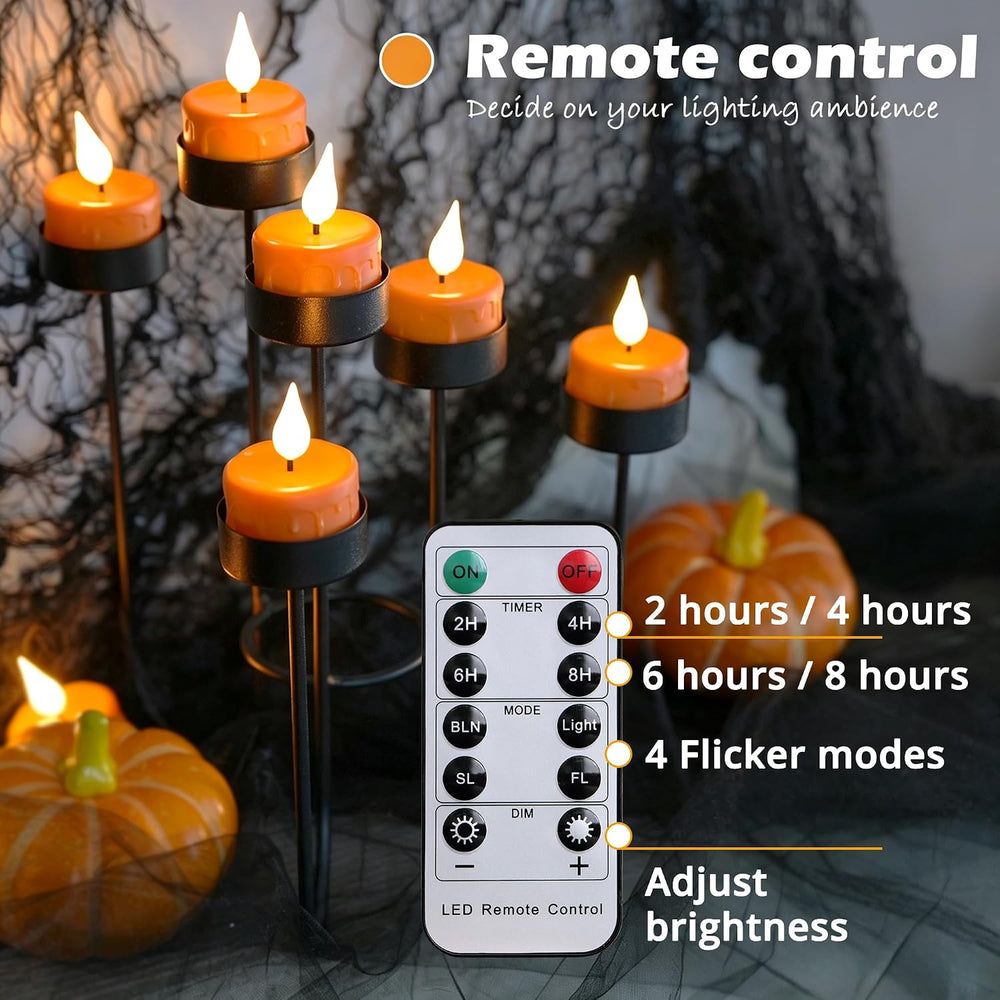 Halloween Candles Flameless Fake tealight Candle,12 Packs LED Tea Lights Rech...