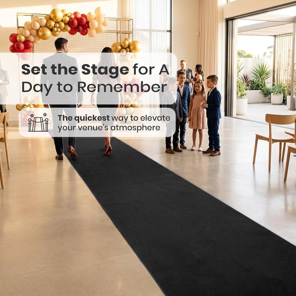 LEMONSODA Black Carpet Floor Runner, 3x50 Feet, Non Slip Polypropylene