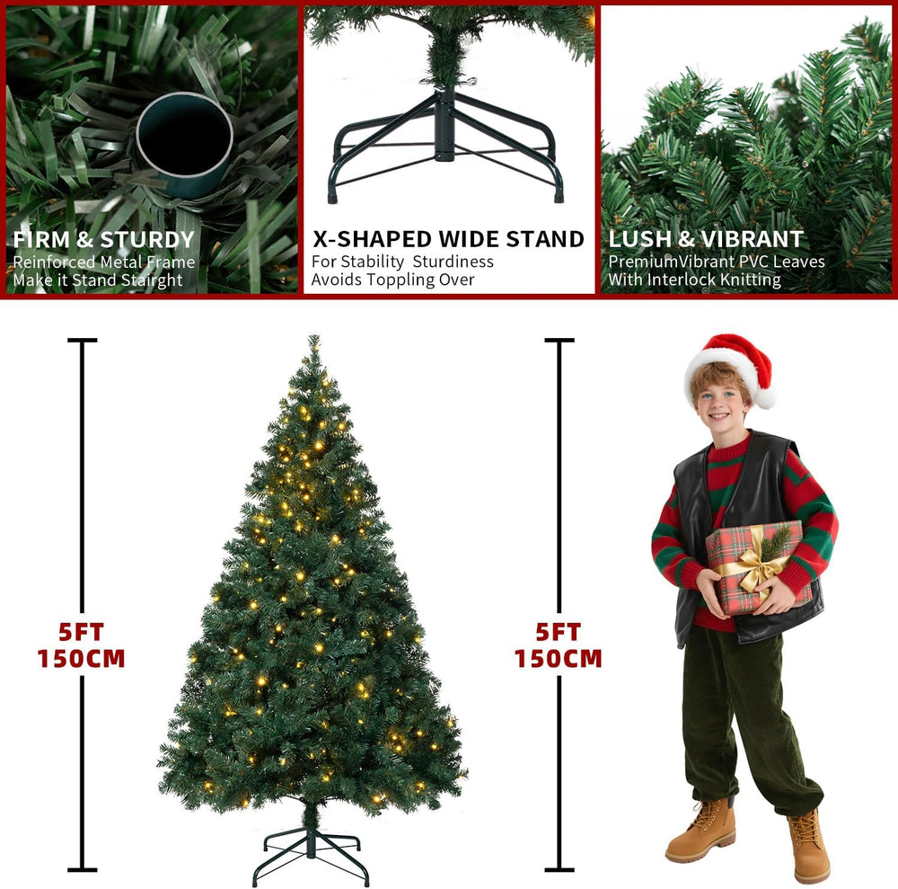 5FT Christmas Tree with Warm Light,Artificial Xmas Tree for Christmas Decor