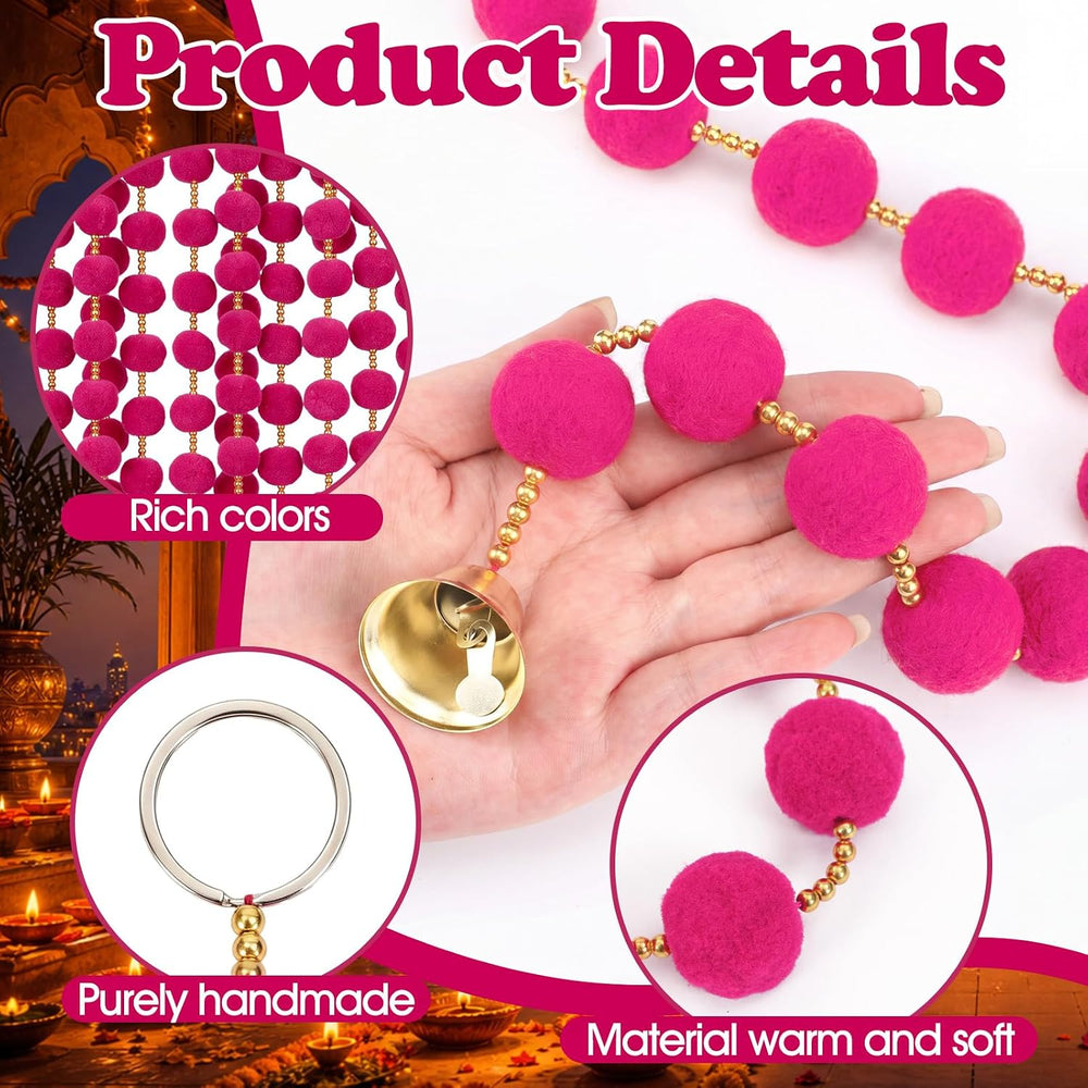 12 Pcs Holi Decorations Marigold Garland 4 ft Long, Rose Pink