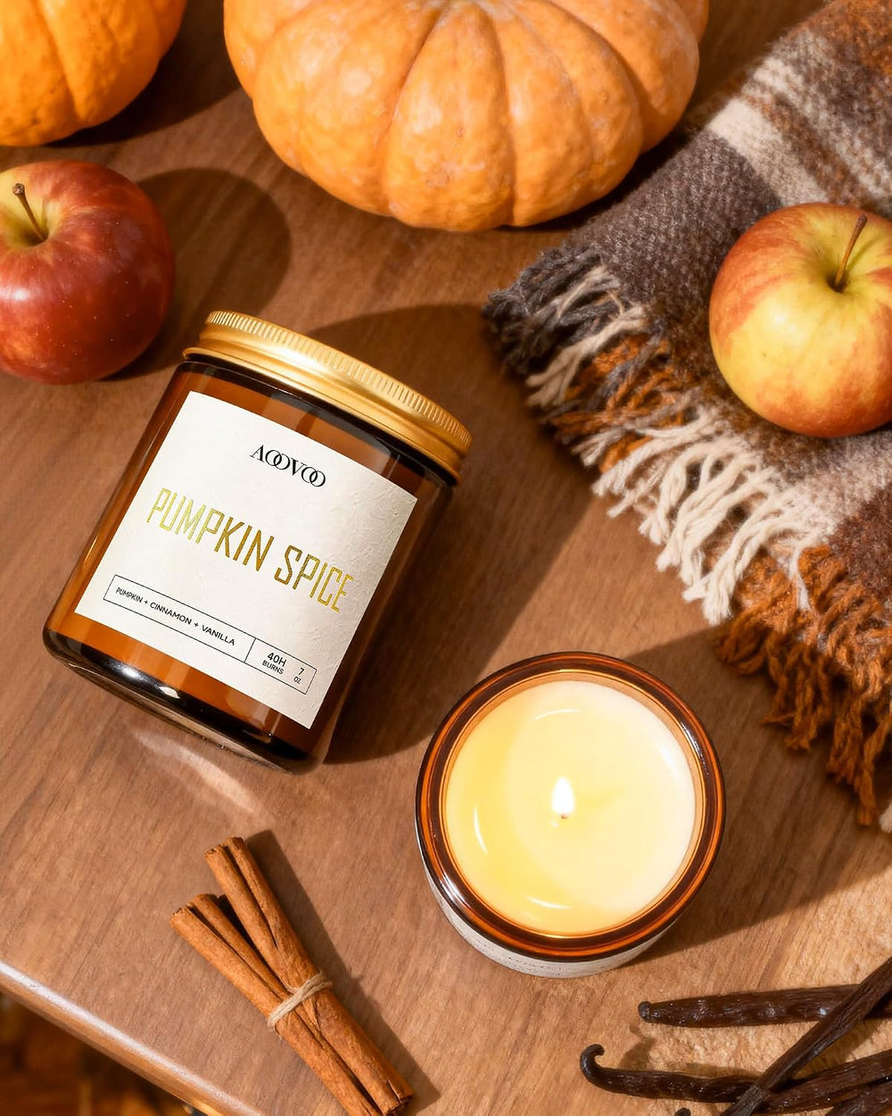 AOOVOO Fall Candles - 4 PC Scented Candle, 28 oz Soy Candles, Soy Candle for ...