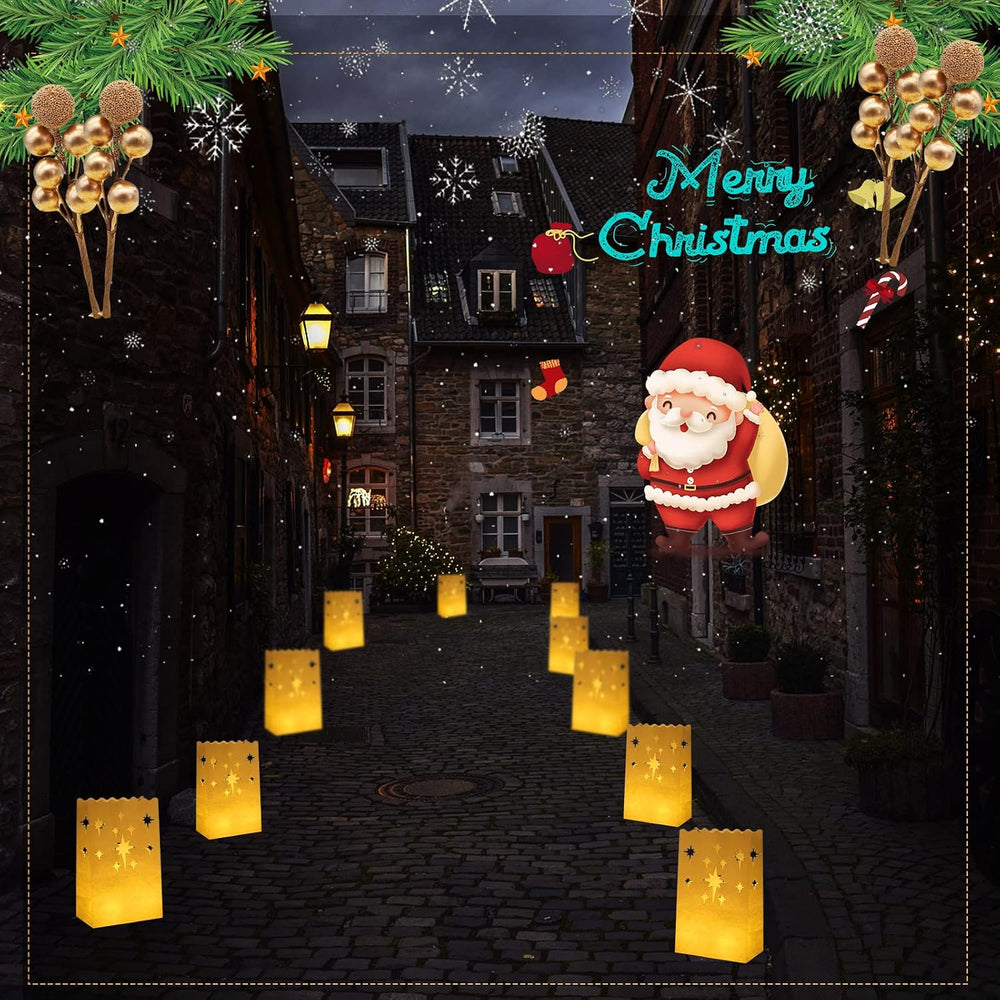 50 Sets Luminary Bags with Flameless Candles Outdoor Luminaries, Firework
