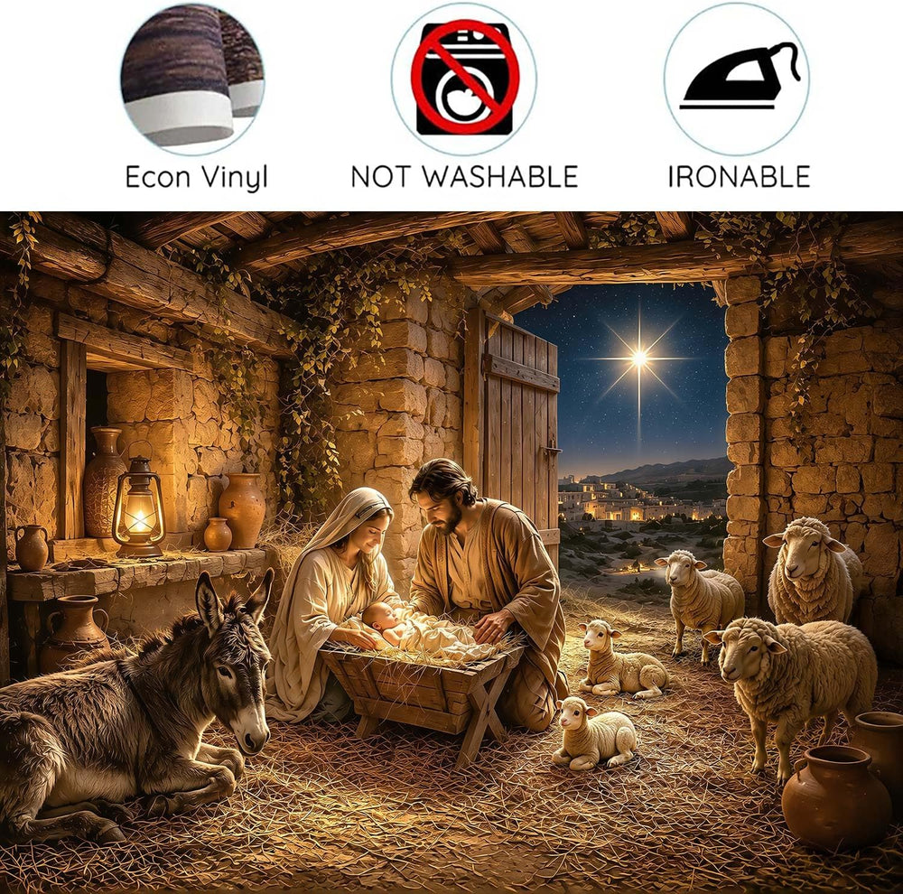 10X8ft Christmas Nativity Scene Photography Backdrop Birth of Jesus Banner, H...