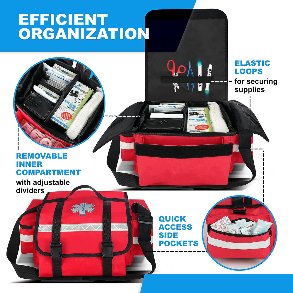 Primacare Fully Stocked Reflective Trauma Bag - 17" x 9" x 7" ...