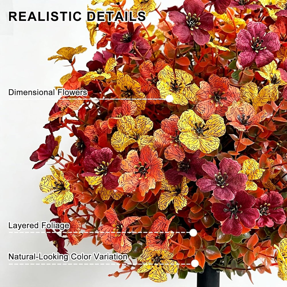 2 Pack Fall Topiary Ball Trees 21" , Fall Artificial Flowers for Outdoor