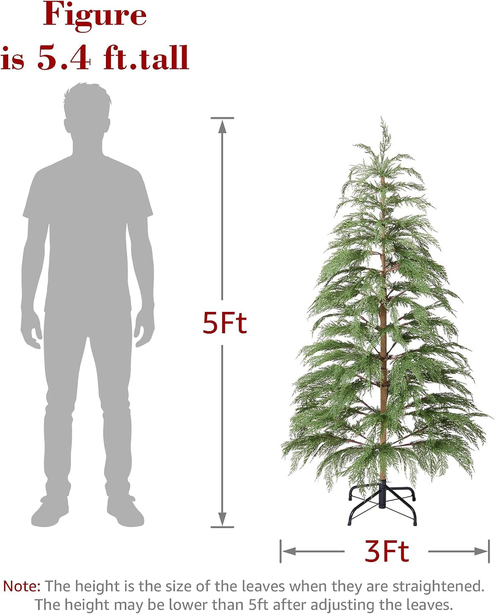 BOLUO 5ft Christmas Tree with Lights Artificial Real Touch Cypress Tree