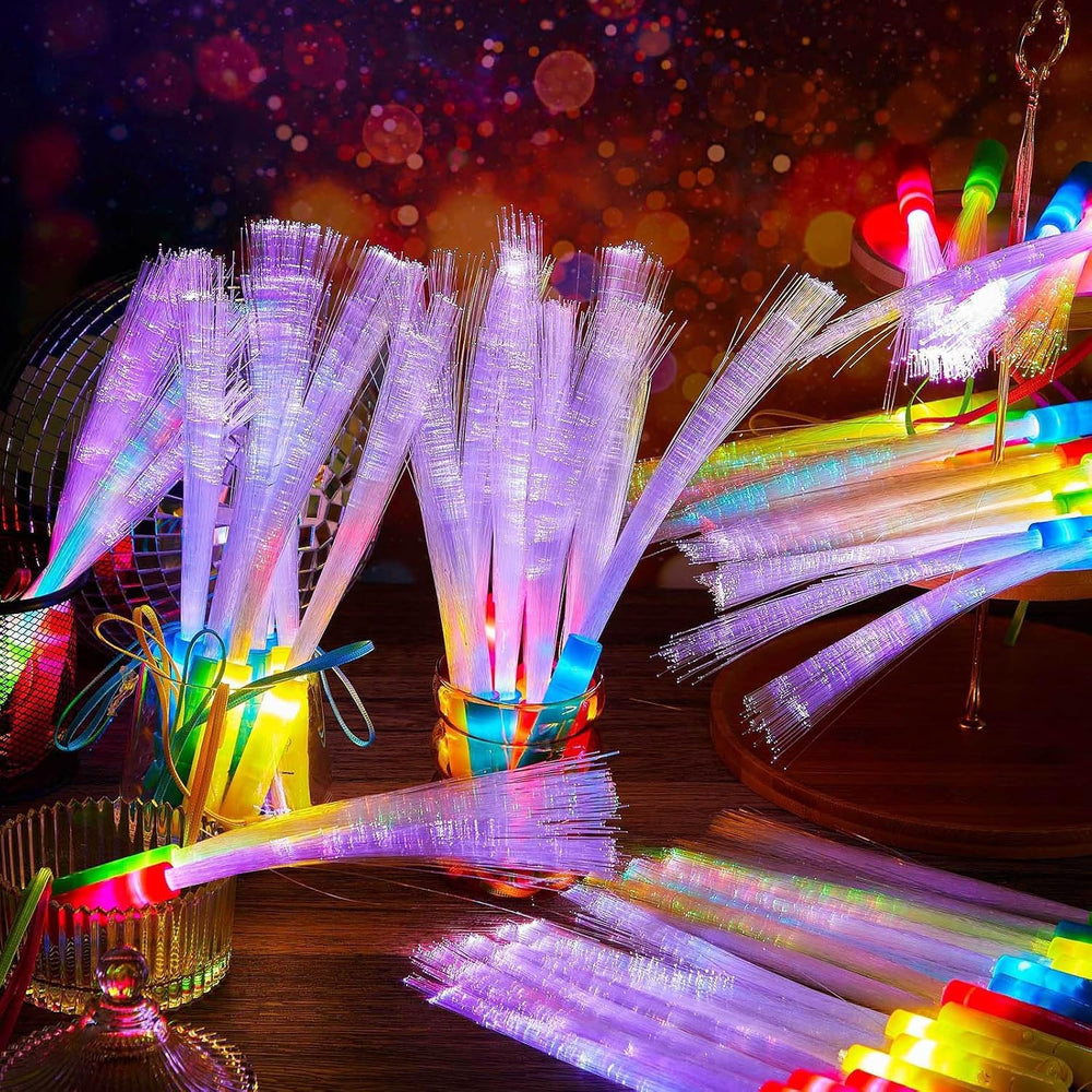 36 Pcs Fiber Optic Wand, LED Glow Sticks Bulk with 3 Modes, Mixed Color