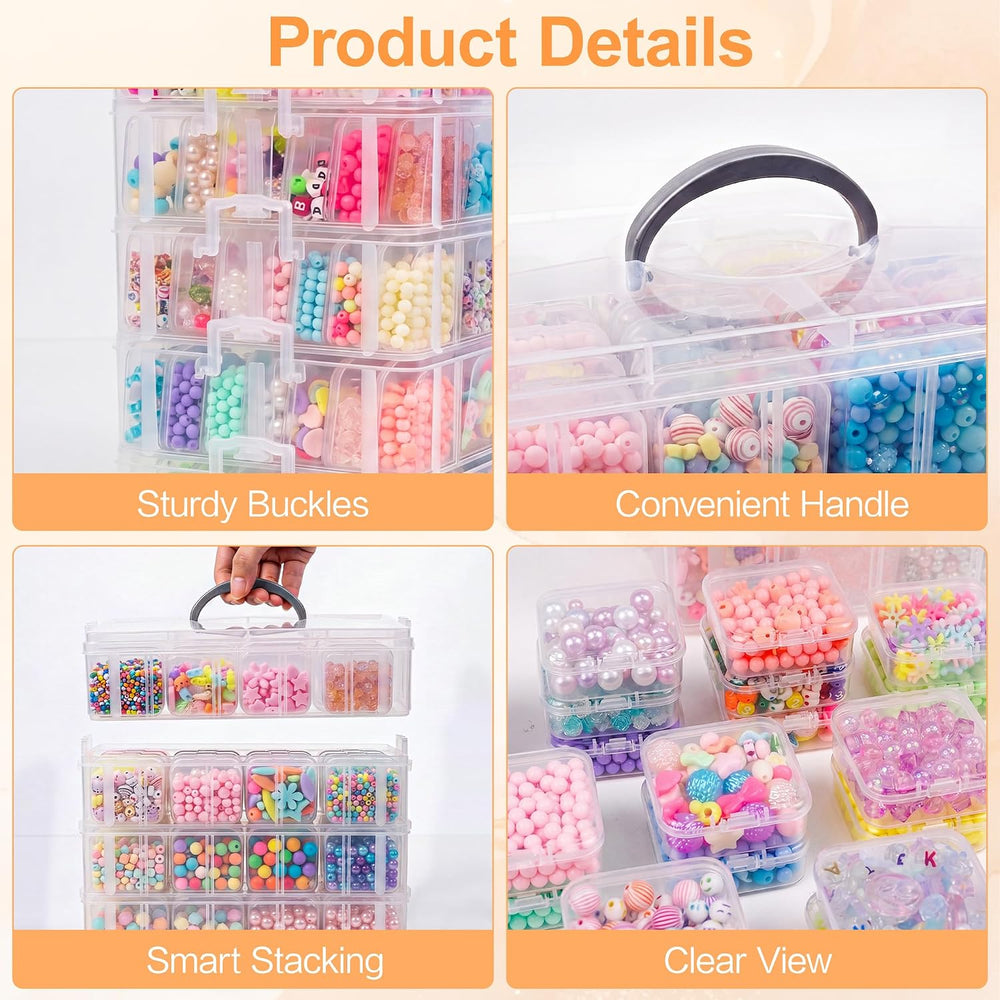 Bead Organizer Box, 5-Tier Stackable 140 Pcs Craft Storage Boxes