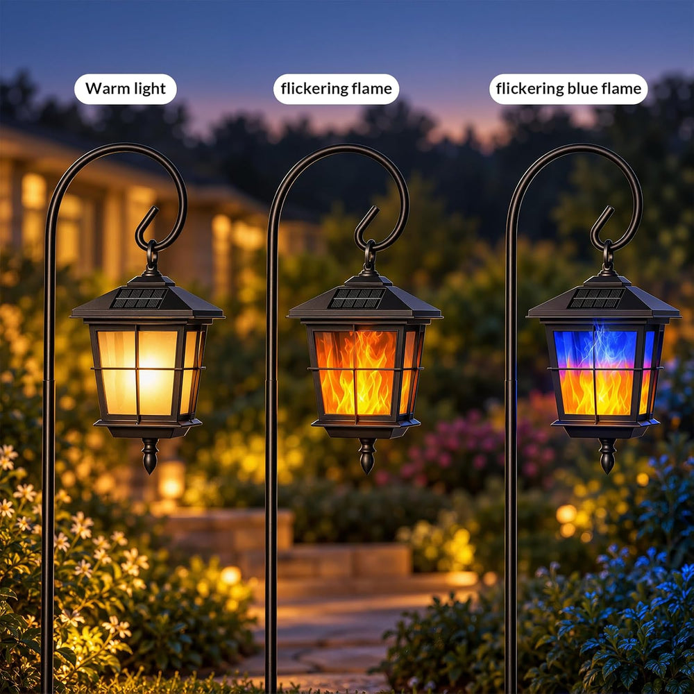 VOLISUN 2 Pack Solar Flickering Flame Hanging Lanterns