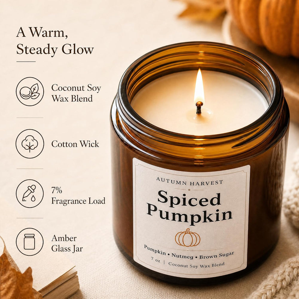 Fall Scented Candle Set of 6, 7 oz Soy Candles for Home, Autumn Gift Set