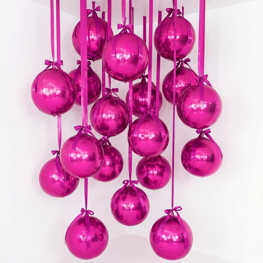 36 Pcs 22" Hot Pink Round Foil Balloons Metallic Pink Balloons