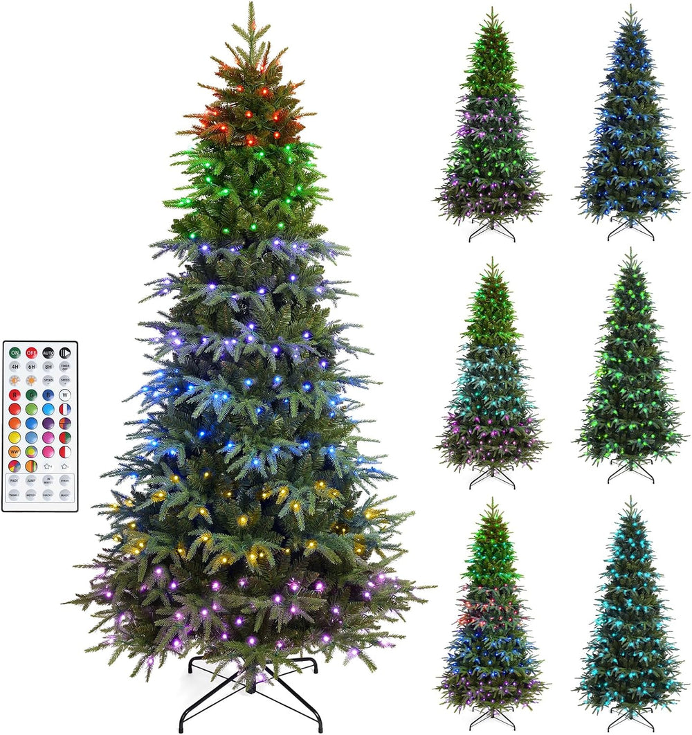 OasisCraft 7ft Aspen Prelit Christmas Tree with Remote Controller,300 RGB Col...
