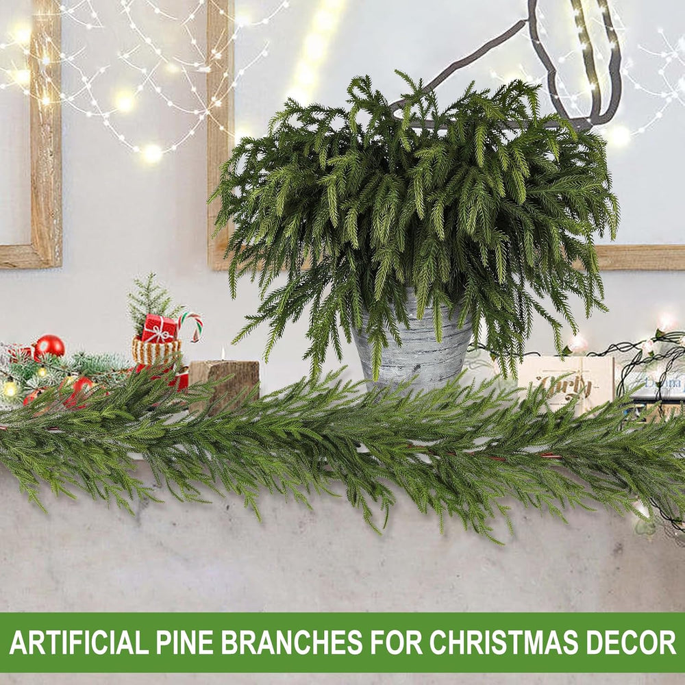 12 Pcs Pine Branches - 18 Inch Artificial Green Pine Stem