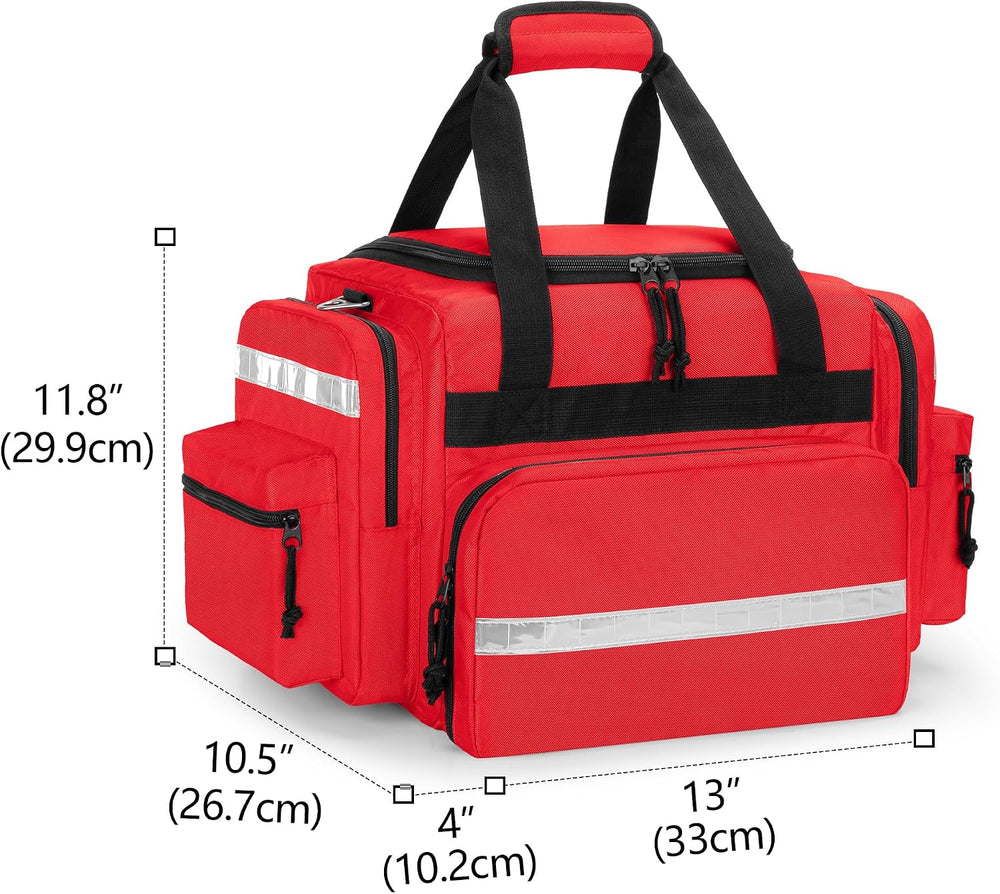 Damero Professional Medical Bag Empty, First Responder Trauma Bag, Red