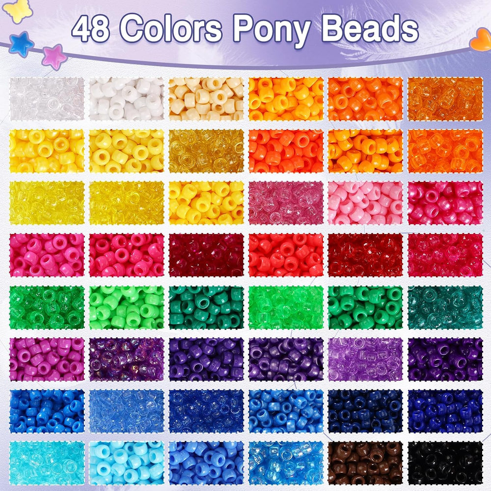 10000Pcs Pony Beads 48 Colors Bracelet Making Kit Kandi Beads Bulk
