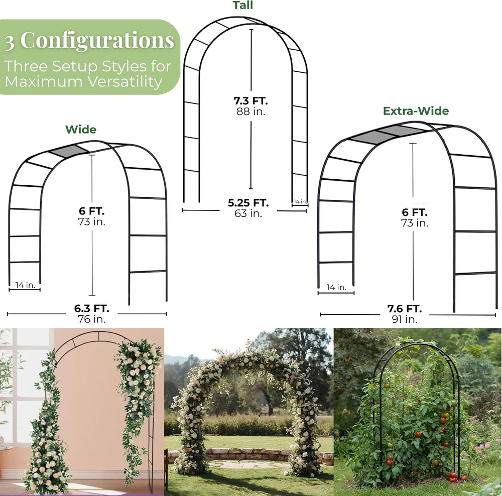 Thickened Tube Garden Arch,7.3ft Heavy-Duty Metal with 16mm Steel Tubes &...