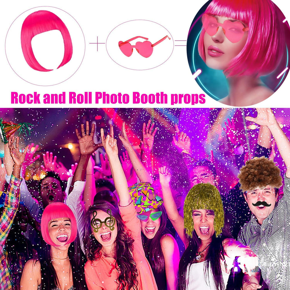 50 Pcs Rock Party Photo Booth Props Set for Adults, Funny Rock Star Party Sun...