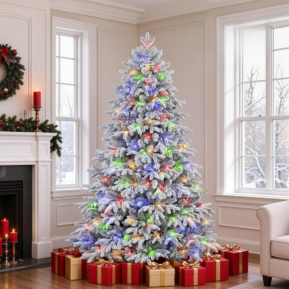 SHareconn Prelit Artificial Flocked Christmas Tree 5FT & Multi-Color Lights